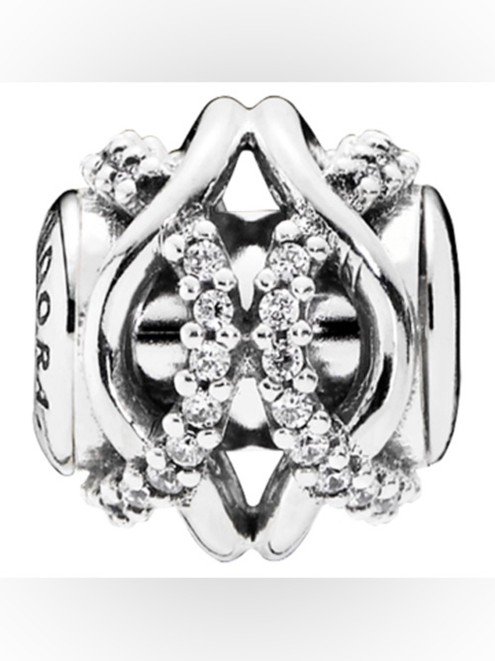 Pandora ESSENCE Caring Charm with Clear Zirconia Authentic Curved Interlocking